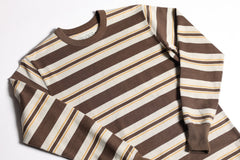 HEAVY BORDER RANDOM LONG TEE BROWN/GOLD/CREAM