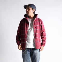 HEAVY BORDER HOODIE - BORDEAUX / SKY BLUE