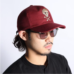 BB CAP - EMB SKULL / WINE