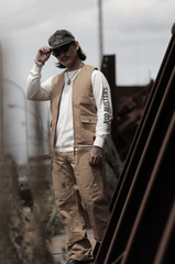 W-KNEE PAINTER PANTS - BROWN