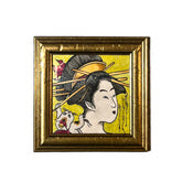 TATTOOED LEATHER ART - GEISHA AND CAT