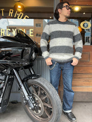 BORDER MOHAIR SWEATER - CHCL/OFF