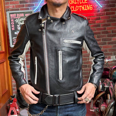 May club x Knuckle 13th limited 2-tone leather jacket