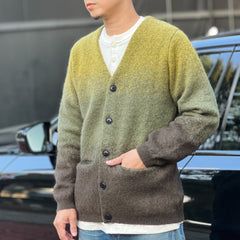 VINTAGE MOHAIR GRADIENT CARDIGAN - GREEN