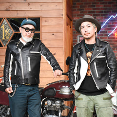 May club x Knuckle 13th limited 2-tone leather jacket