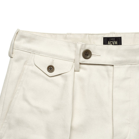 ACV-TR02KT SINGLE-PLEATED COTTON ARMY TROUSERS - IVORY - May club