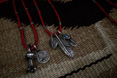 Antique White Hearts Necklace Dead Stock 金赤血赤 Mix / 卍福 鹿皮繩