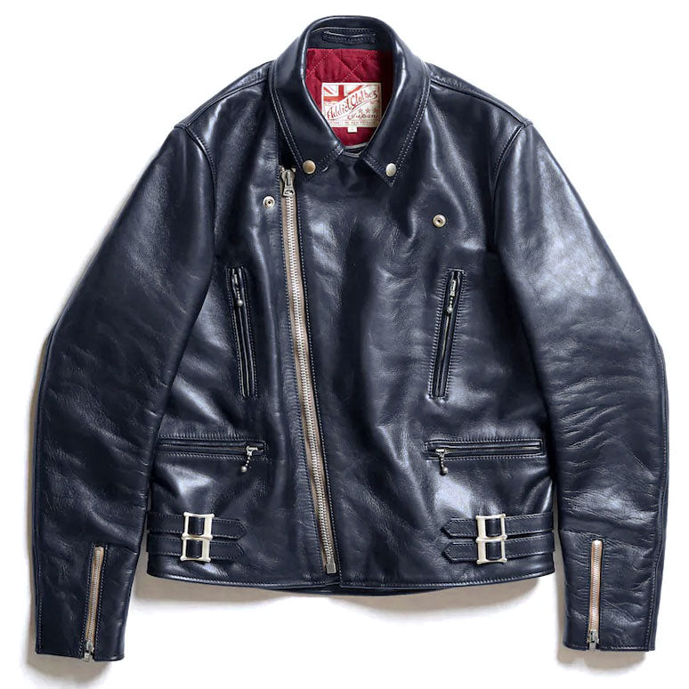 AD-02 Horsehide Double Riders Jacket - Dark Blue - May club