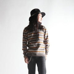 May club -【WESTRIDE】CLASSIC RIB MULTI BORDER L/S SWEATER - GRN/GOLD