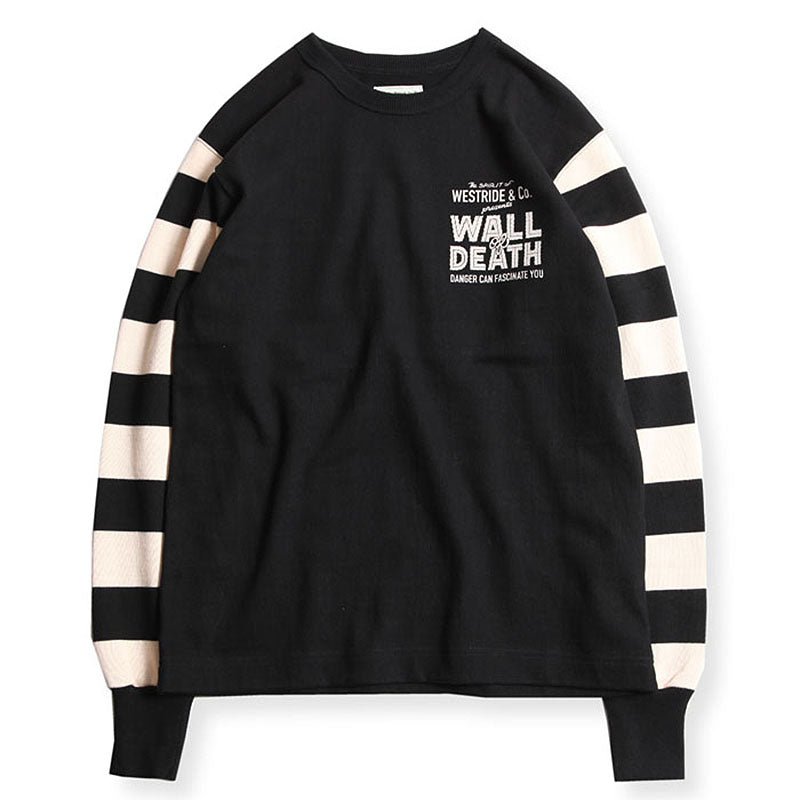 HEAVY BORDER SLEEVE TEE - WALL OF DEATH(BLACK /CREAM) - May club