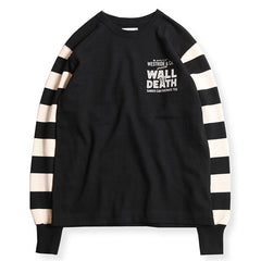 HEAVY BORDER SLEEVE TEE - WALL OF DEATH(BLACK /CREAM) - May club