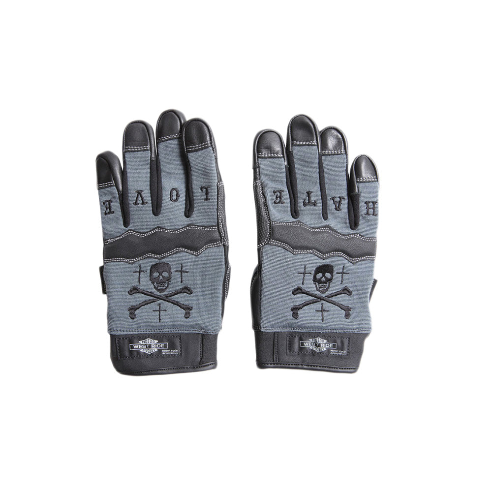May club -【WESTRIDE】TEXTILE GLOVE - SKULL(GREY)