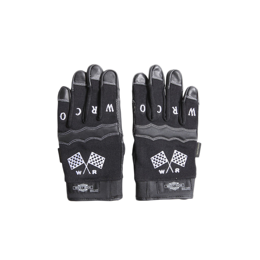 May club -【WESTRIDE】TEXTILE GLOVE - CROSS FLAGS(BLACK)