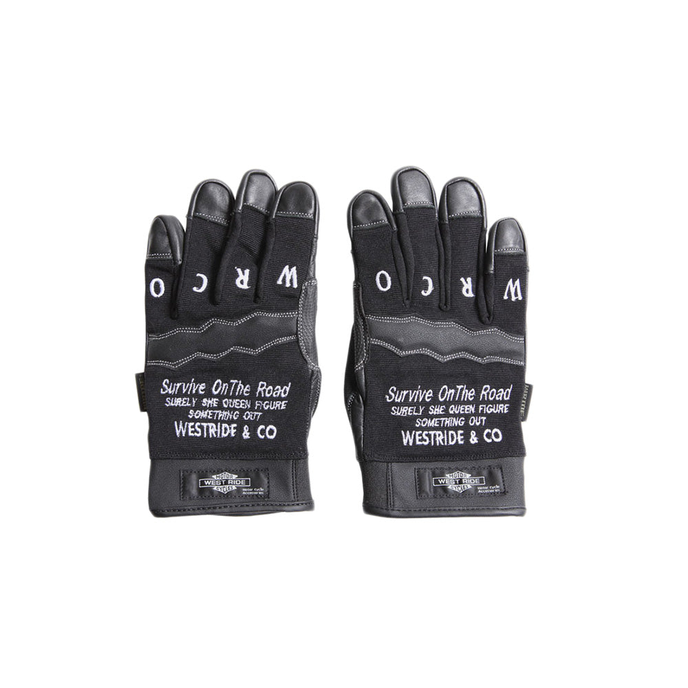 May club -【WESTRIDE】TEXTILE GLOVE - SURVIVE ON THE ROAD(BLACK)