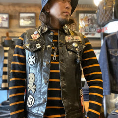 May club -【WESTRIDE】CLASSIC RIB RANDOM SWEATER - BLK/CGNC