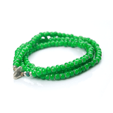 White Heart Beads Necklace & Bracelet(Green) - May club