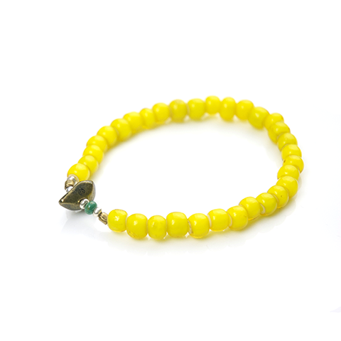 May club -【SunKu】White Heart Beads Bracelet(Yellow)