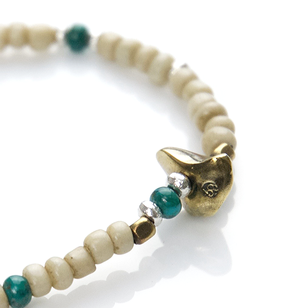 May club -【SunKu】Antique Beads Bracelet White/Turquoise