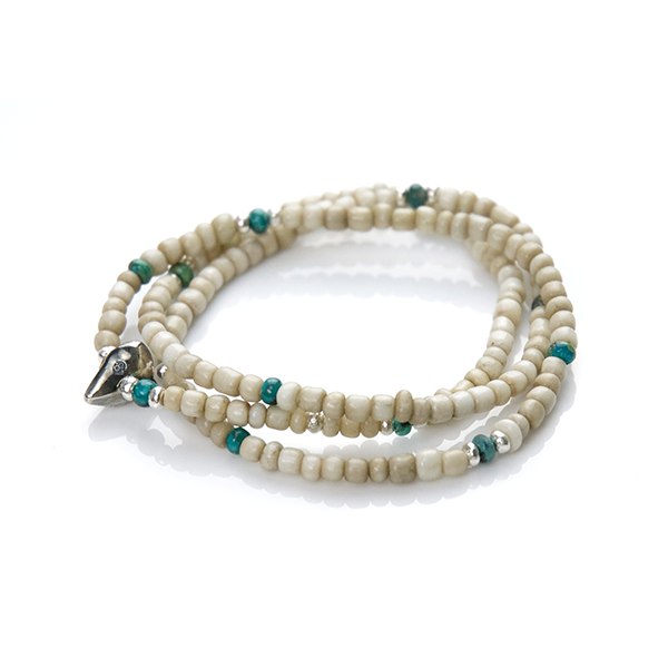 Antique Beads Necklace & Bracelet White/Turquoise - May club