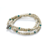 Antique Beads Necklace & Bracelet White/Turquoise - May club