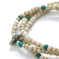 Antique Beads Necklace & Bracelet White/Turquoise - May club