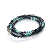 Antique Beads Necklace & Bracelet Black/Turquoise - May club
