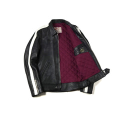 May club -【Addict Clothes】AD-01SS SHEEPSKIN CENTER ZIP JACKET SINGLE STRIPE - BLACK(茶芯)