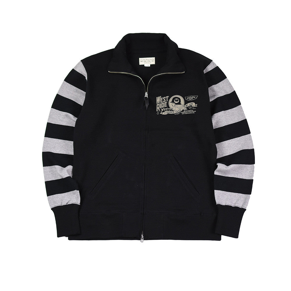 May club -【WESTRIDE】FULL ZIP MC JERSEY - BLK/GRY