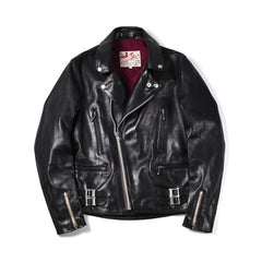 May club -【Addict Clothes】AD-02 Horsehide Double Riders Jacket - Black