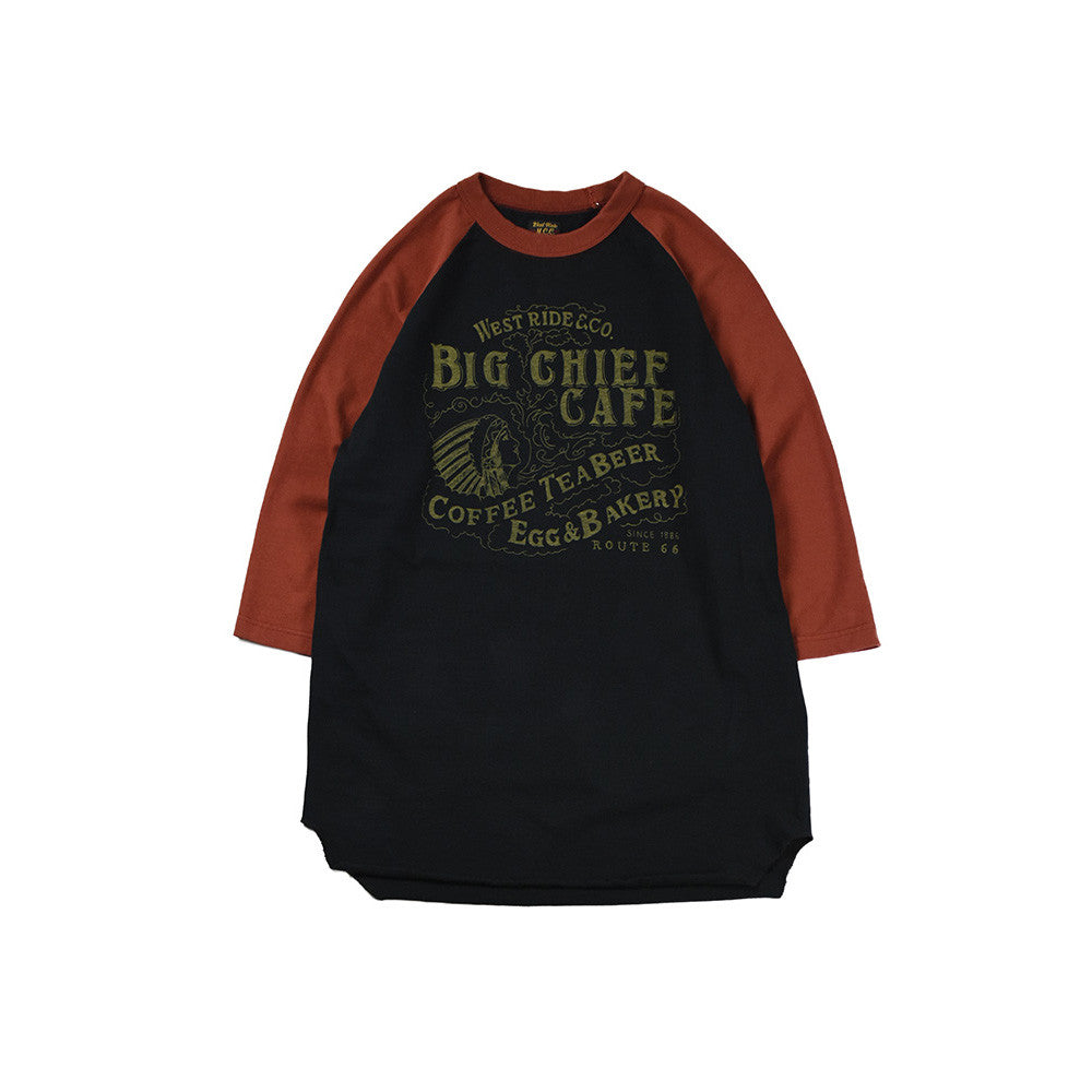May club -【WESTRIDE】"BIG CHIEF CAFE" UNDER TEE - RED / BLACK