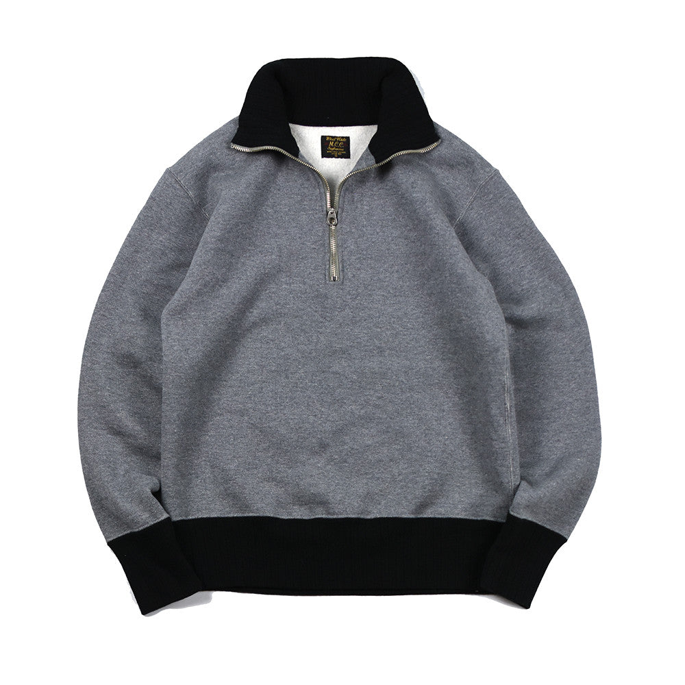 May club -【WESTRIDE】HALF ZIP HEAVY MC JERSEY H.GRY/BLK(PLAIN)