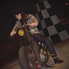 May club -【WESTRIDE】CLASSIC RIB MULTI BORDER L/S SWEATER - BEG/GLD