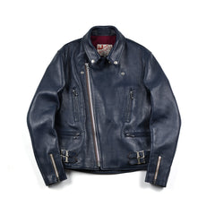 May club -【Addict Clothes】AD-02 Sheepskin Double Riders Jacket - Dark Blue(茶芯)