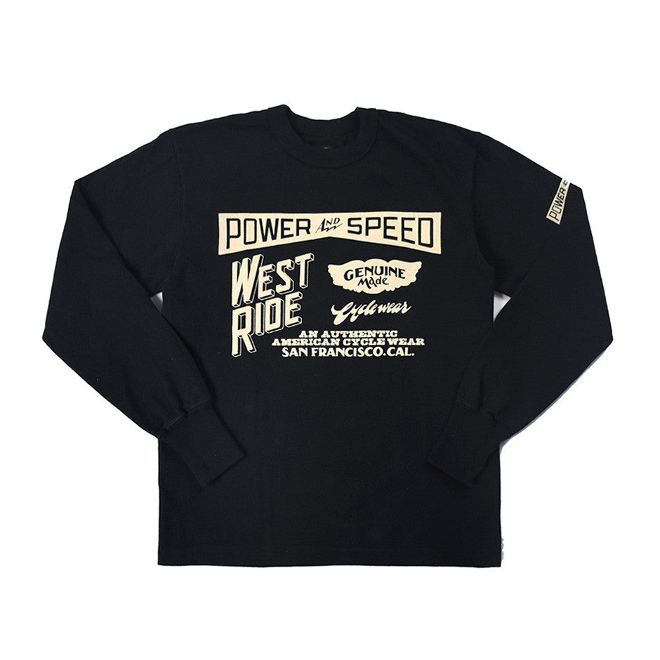 May club -【WESTRIDE】"POWER AND SPEED" LONG SLEEVES TEE - BLACK
