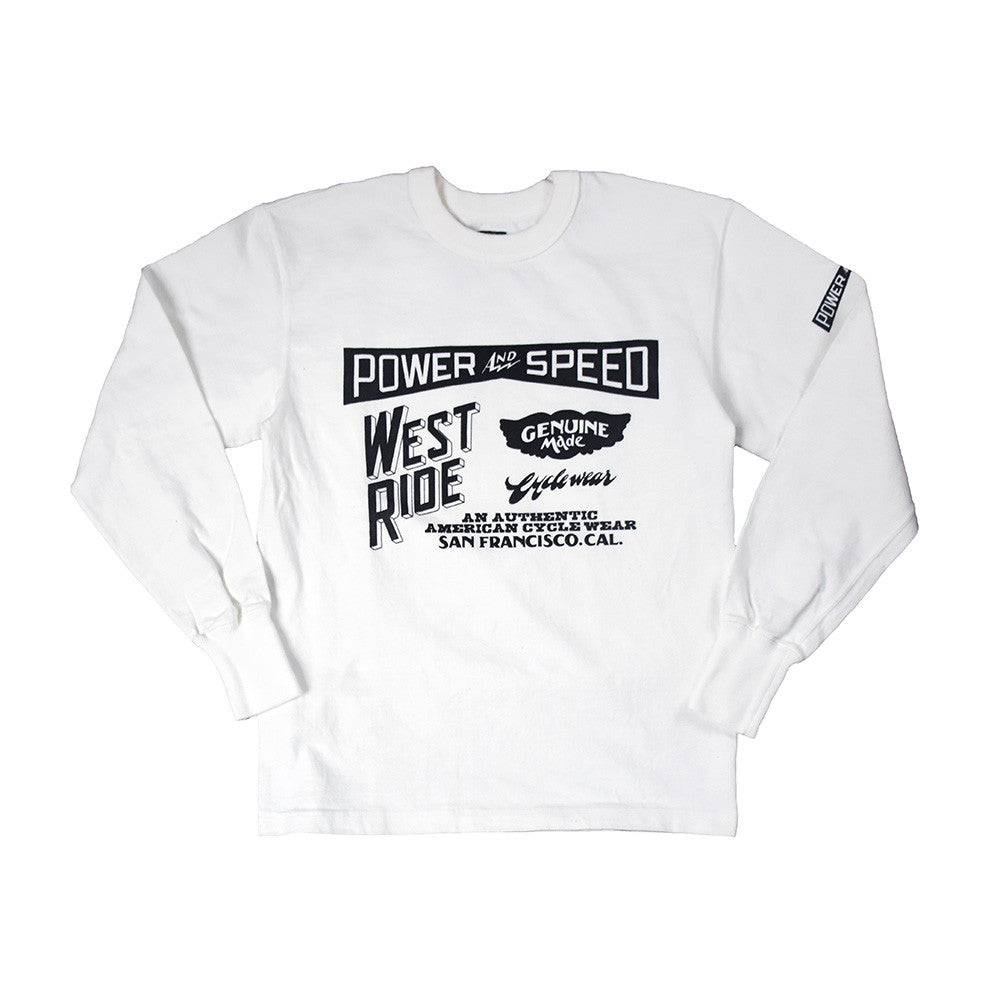 May club -【WESTRIDE】"POWER AND SPEED" LONG SLEEVES TEE - WHITE