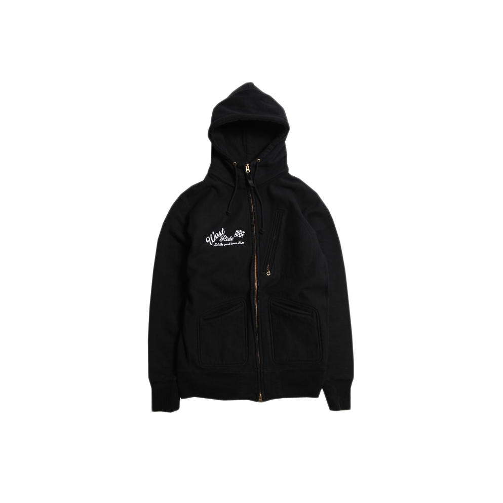May club -【WESTRIDE】HEAVY WEIGHT FULL ZIP HOODIE - CHECKER FLAG (BLACK)