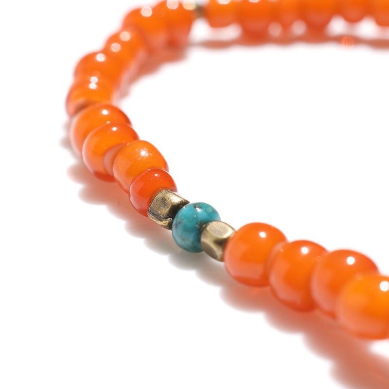 May club -【SunKu】Antique Beads Bracelet Orange