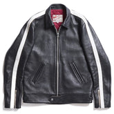 AD-01SS SHEEPSKIN CENTER ZIP JACKET SINGLE STRIPE - BLACK(茶芯) - May club