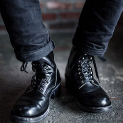 May club -【Addict Clothes】AD-S-02 HORSEHIDE LACE-UP BOOTS - BLACK