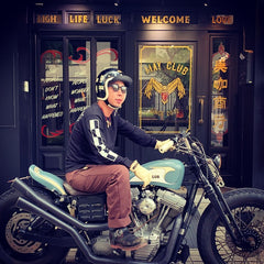 May club -【May club】KUSTOM KULTURE L/S TEE - TIKI CHECK SLEEVE(BLACK)