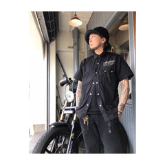 May club -【WESTRIDE】SNAP WORK SHIRTS - BLACK