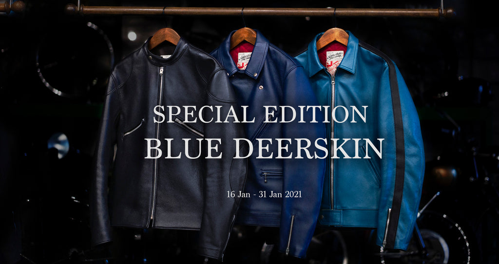 Addict Clothes blue deerskin leather jacket customization is available –  May club