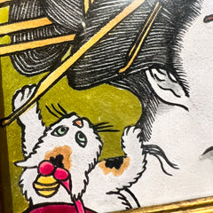 TATTOOED LEATHER ART - GEISHA AND CAT