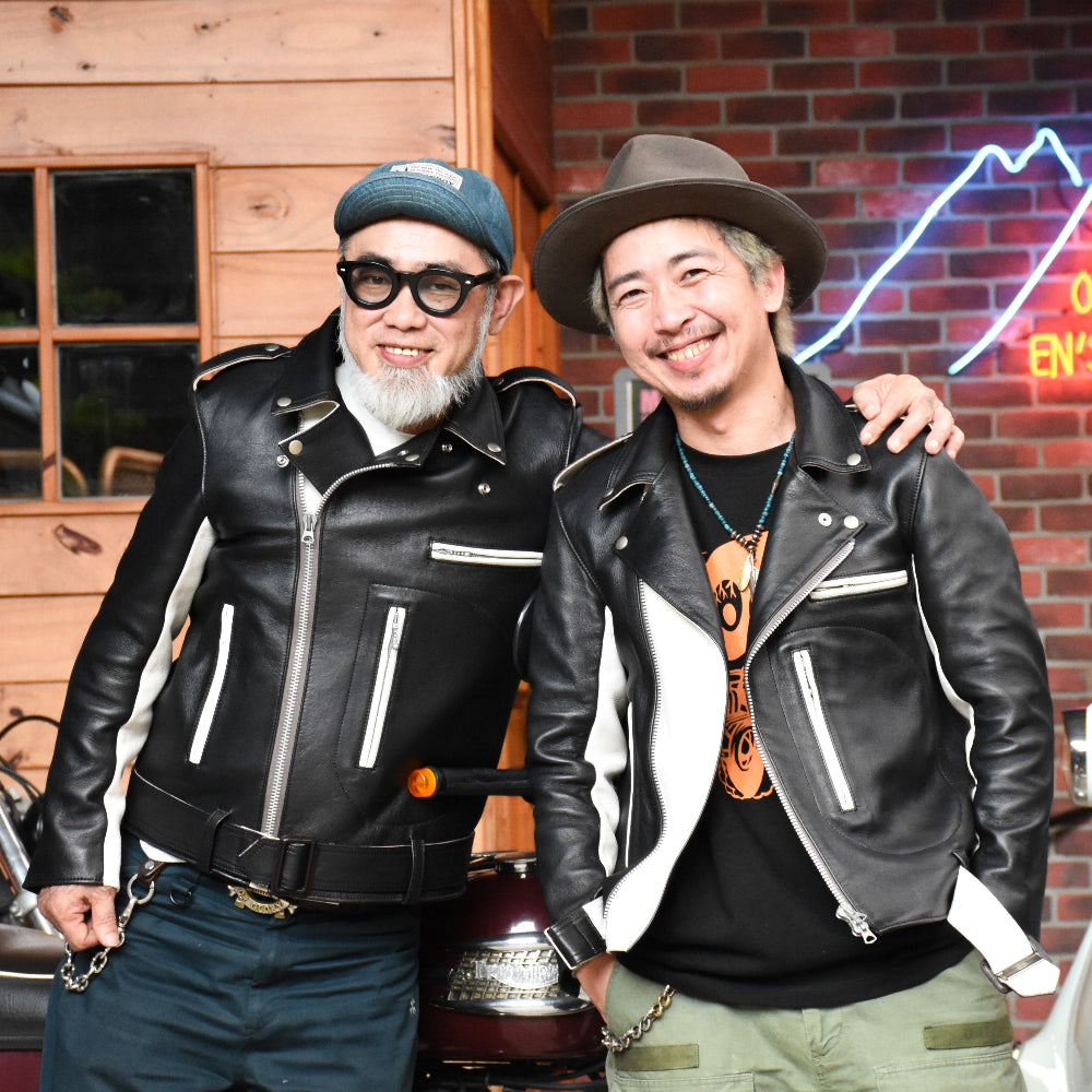 May club x Knuckle 13th limited 2-tone leather jacket