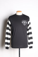 POWER DRY BORDER SLEEVE LONG TEE - BLACK/WHITE