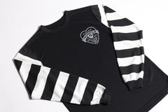 POWER DRY BORDER SLEEVE LONG TEE - BLACK/WHITE