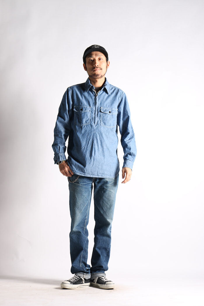 FARMER PULLOVER WORK SHIRTS - BLUE