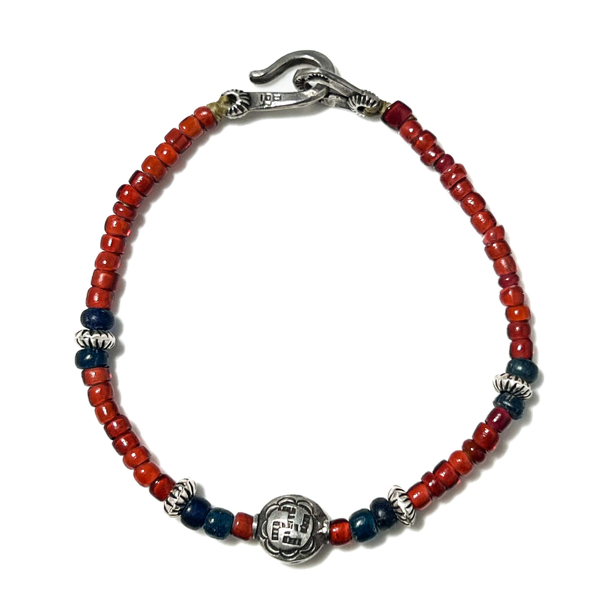 Antique White Heart Beads x Indian Pacific 琉璃 Bracelet / 卍 – May club