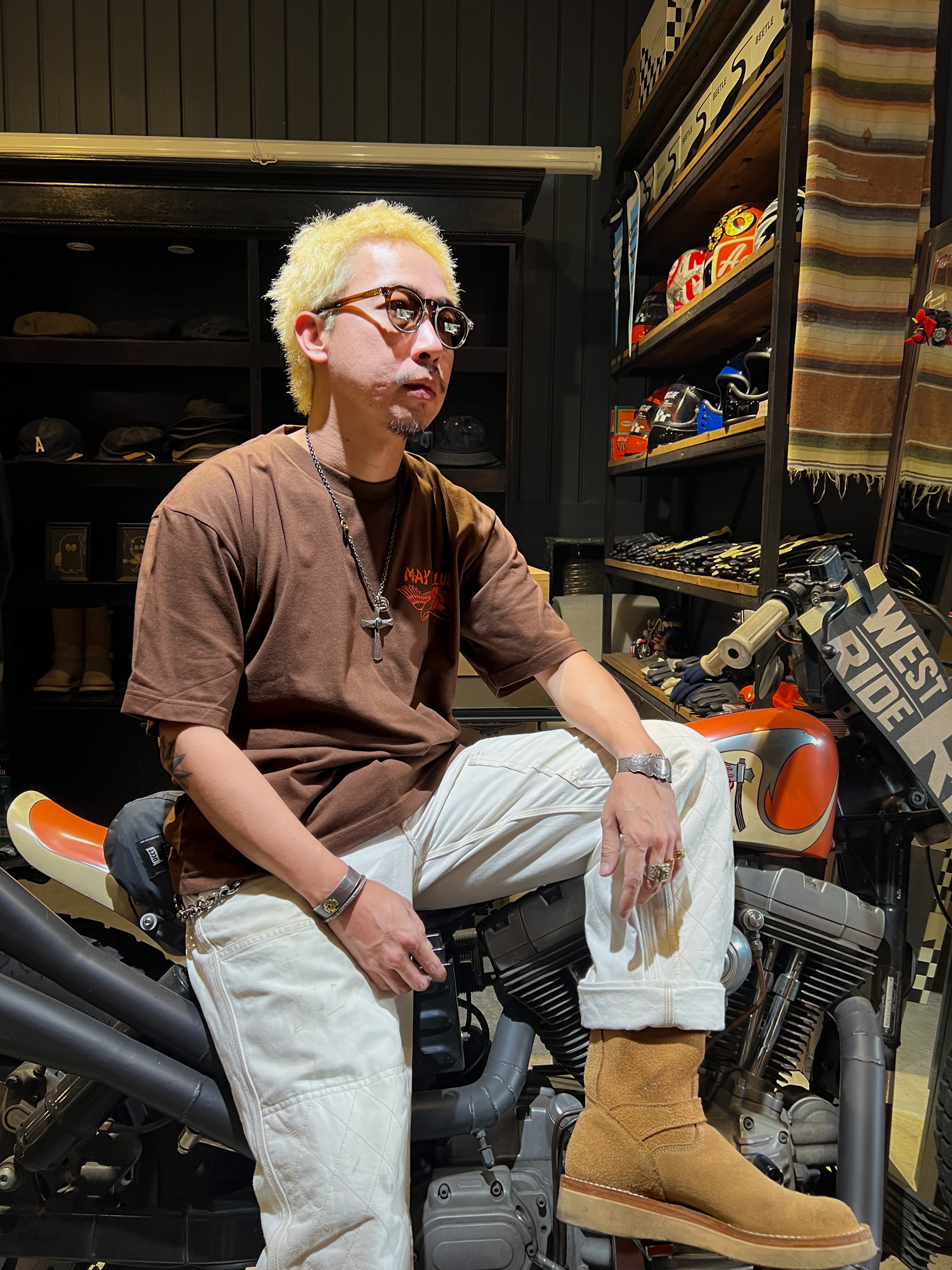 SAMURAI BIKER TEE - BROWN