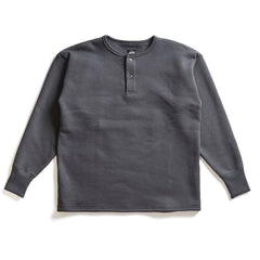 ACV-SW04 FLEECE LINED HENLEY-NECK SWEATSHIRTS - CHARCOAL GREY - May club